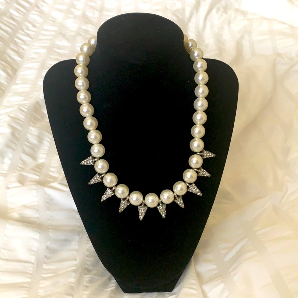 Faux Pearl and Spike Necklace